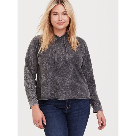 Torrid Black Mineral Wash Midi Hoodie - Size 1X - Picture 1 of 12